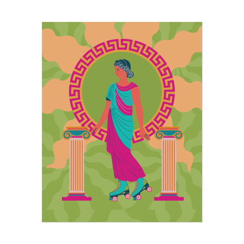 Roller Skating Grecian Goddess Art Print